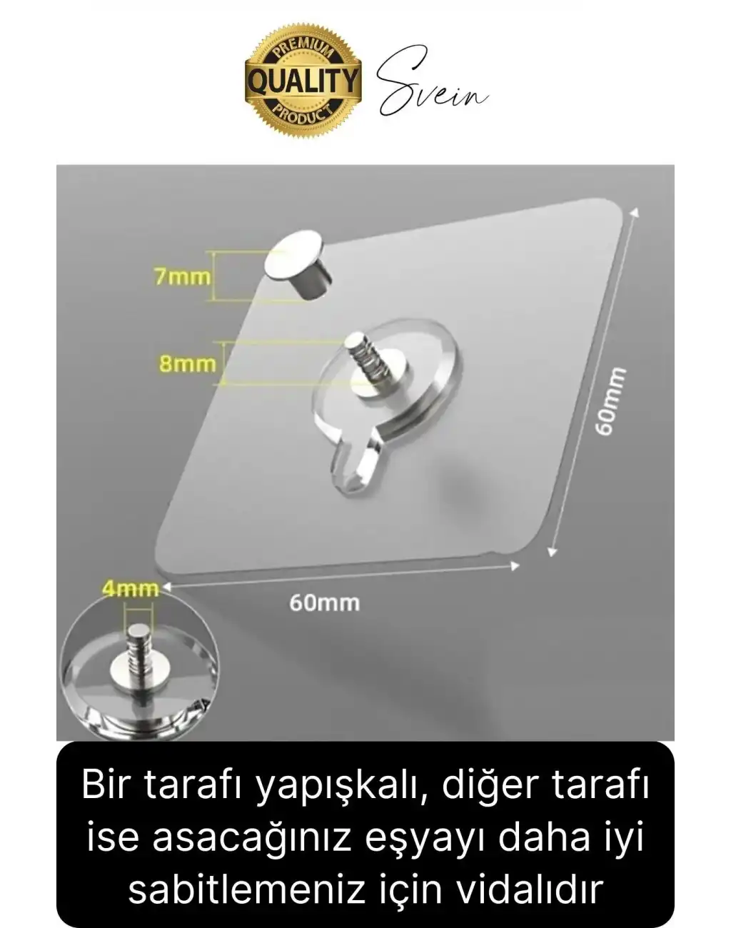 2 Adet Süper Güçlü Kendinden Yapışkanlı Tutunabilen Çok Amaçlı Çerçeve Tablo Banyo Duş Mutfak Askı