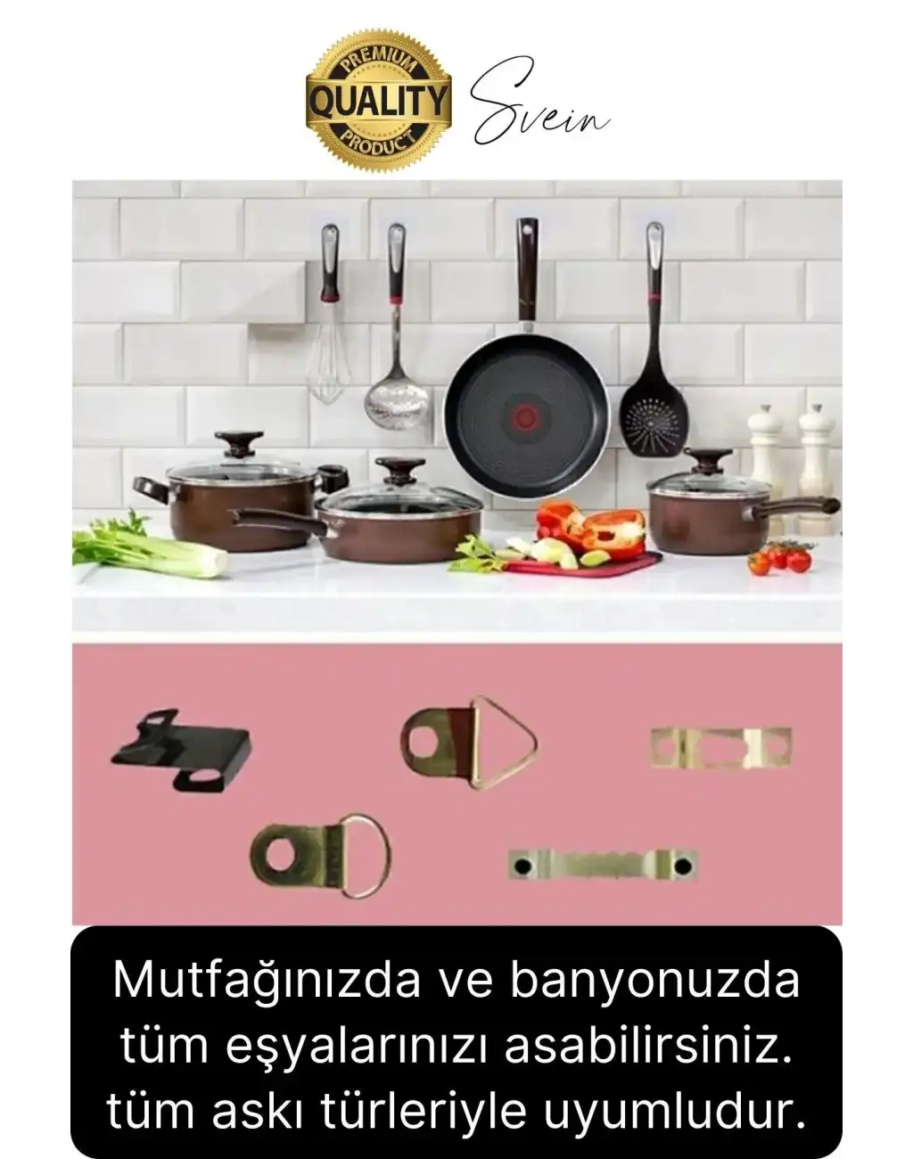 6 Adet Süper Güçlü Kendinden Yapışkanlı Tutunabilen Çok Amaçlı Çerçeve Tablo Banyo Duş Mutfak Askı