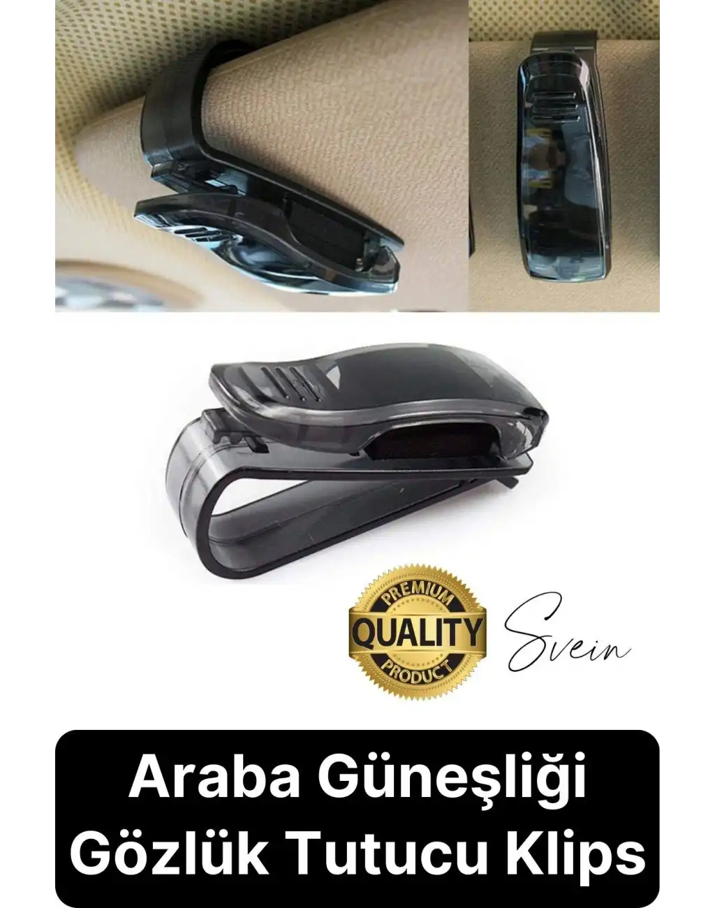 Araba Gözlük Tutacağı Klips Güneş Gözlüğü Tutucu Mandallı Araç İçi Siyah Kartvizitlik Düşmez Kaymaz