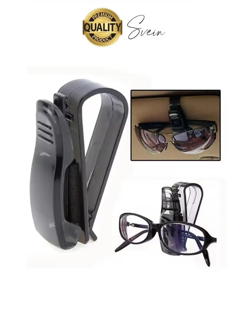 Araba Gözlük Tutacağı Klips Güneş Gözlüğü Tutucu Mandallı Araç İçi Siyah Kartvizitlik Düşmez Kaymaz