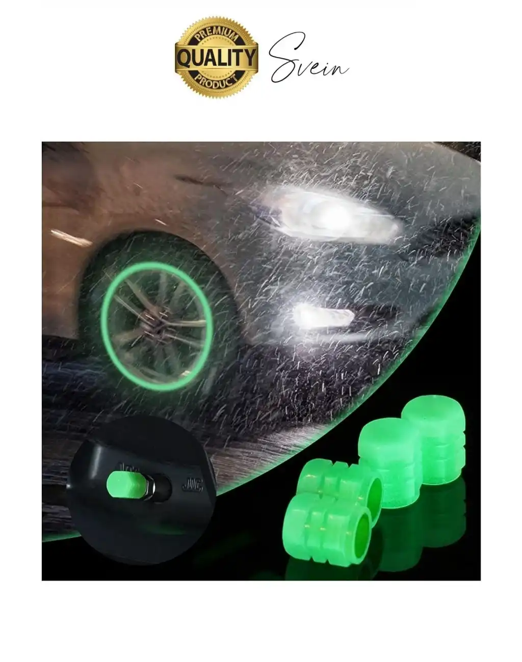 Özel Üretim Yeşil Fosforlu Sibop Kapağı 4 Set Tüm Araçlarla Uyumlu Gece Parlayan Sibob Jant Tekerlek