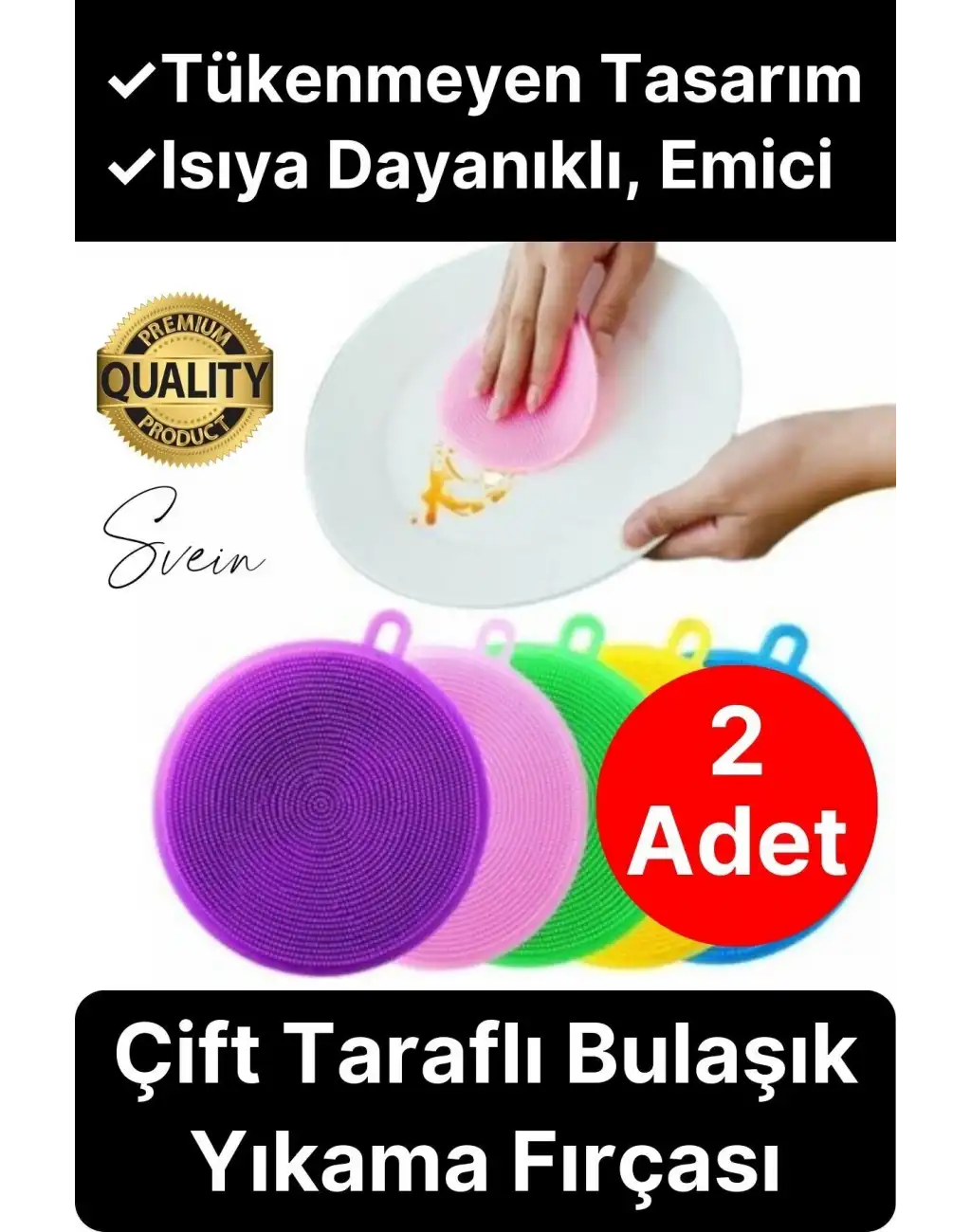 Pratik 2li Tükenmeyen Silikon Bulaşık Yıkama Fırçası Isıya Dayanıklı Su Emici Sünger Yuvarlak