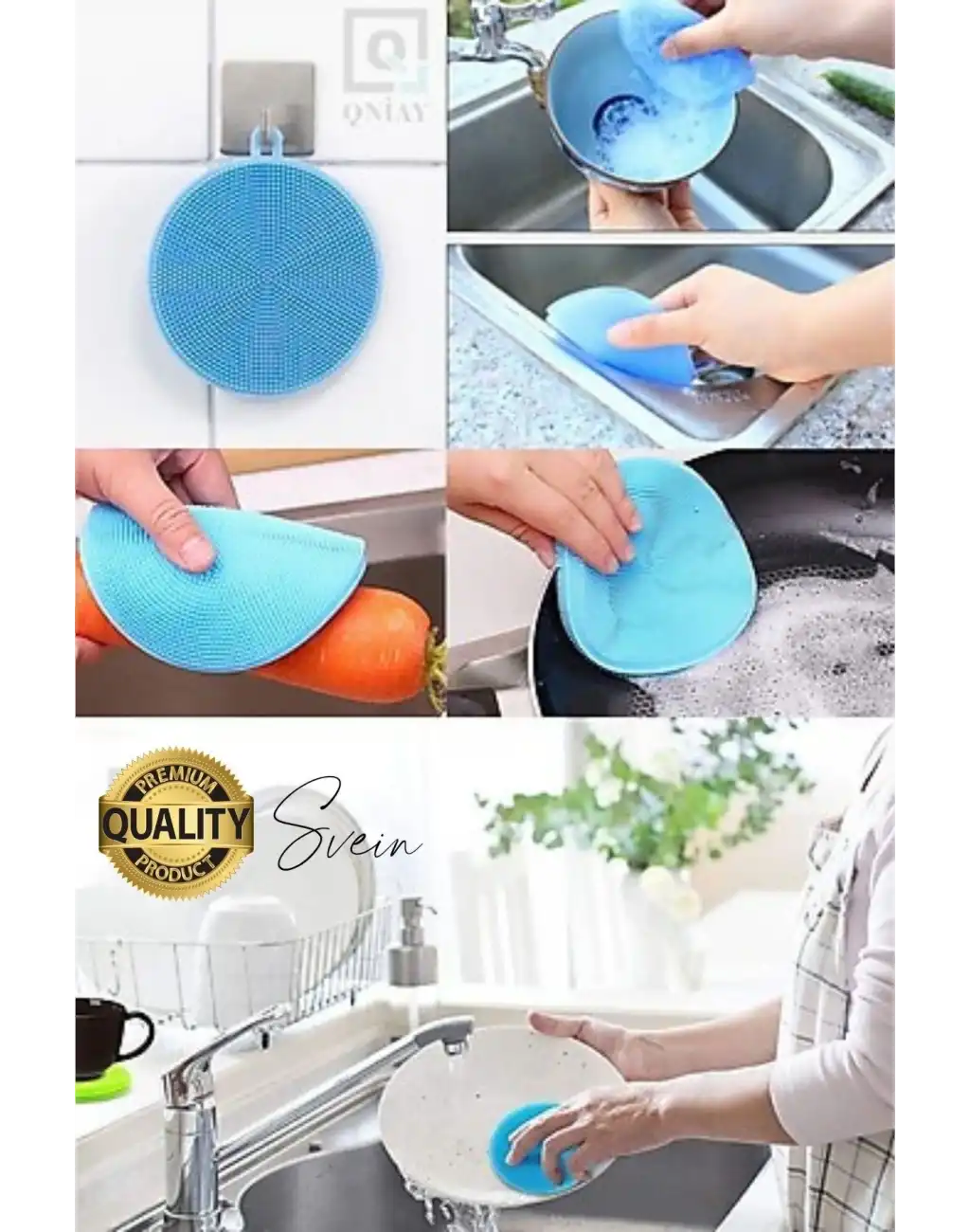 Pratik 2li Tükenmeyen Silikon Bulaşık Yıkama Fırçası Isıya Dayanıklı Su Emici Sünger Yuvarlak