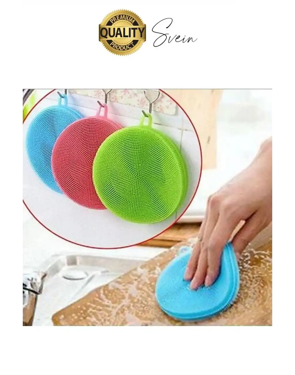 Pratik 2li Tükenmeyen Silikon Bulaşık Yıkama Fırçası Isıya Dayanıklı Su Emici Sünger Yuvarlak