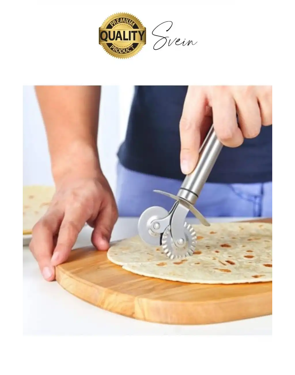 Paslanmaz Yüksek Kaliteli Uzun Ömürlü Çift Taraflı Hamur Pizza Börek Kesme Bıçağı Duvara Asılabilir