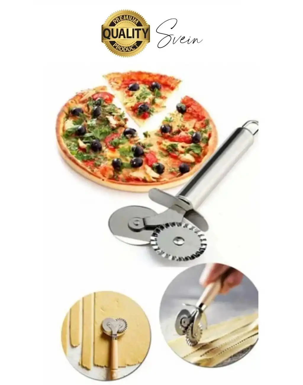 Paslanmaz Yüksek Kaliteli Uzun Ömürlü Çift Taraflı Hamur Pizza Börek Kesme Bıçağı Duvara Asılabilir