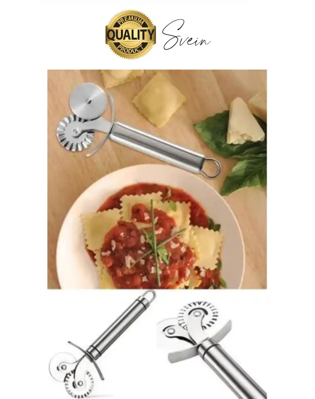 Paslanmaz Yüksek Kaliteli Uzun Ömürlü Çift Taraflı Hamur Pizza Börek Kesme Bıçağı Duvara Asılabilir