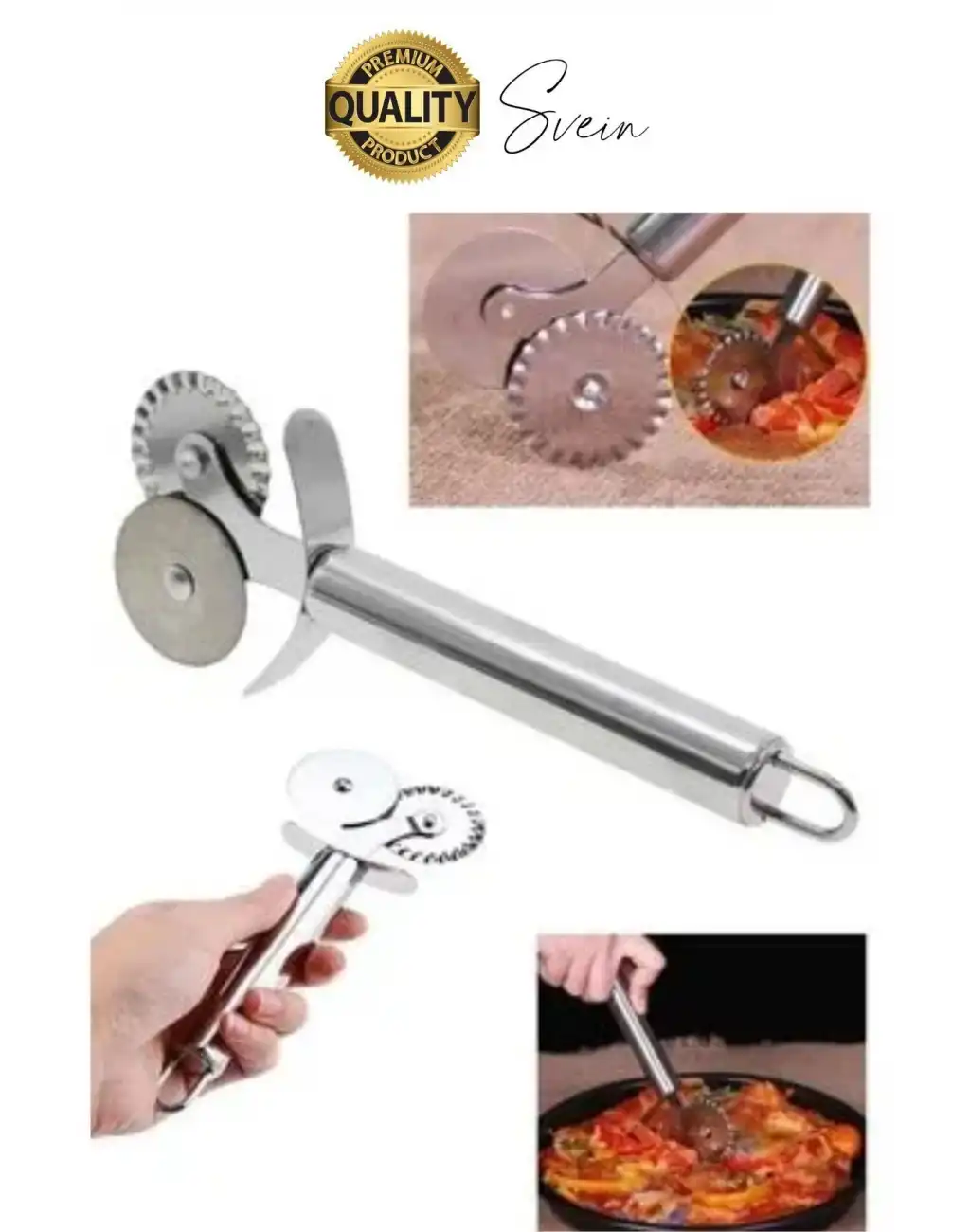 Paslanmaz Yüksek Kaliteli Uzun Ömürlü Çift Taraflı Hamur Pizza Börek Kesme Bıçağı Duvara Asılabilir