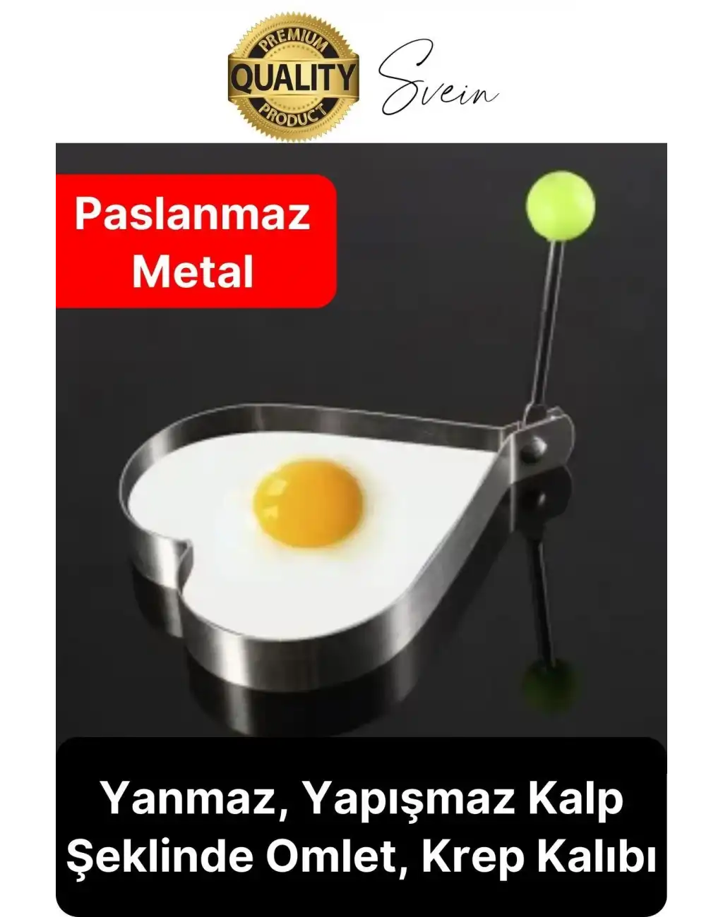 Paslanmaz Metal Kalp Şeklinde Omlet Krep Kalıbı Özel Model Uzun Ömürlü Yanmaz Yapışmaz Portatif