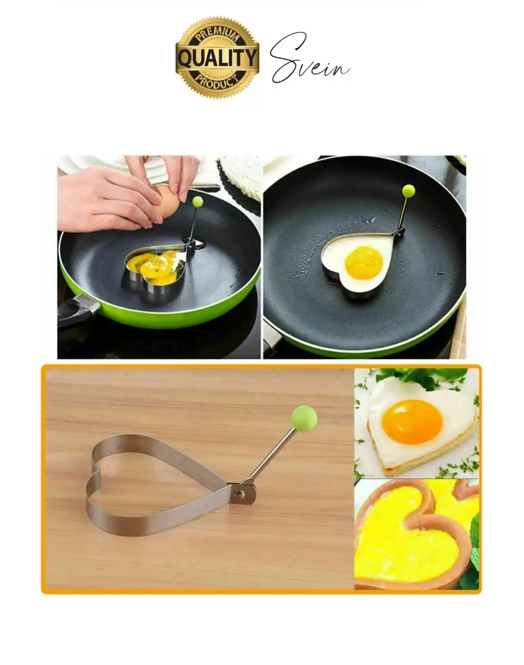 Paslanmaz Metal Kalp Şeklinde Omlet Krep Kalıbı Özel Model Uzun Ömürlü Yanmaz Yapışmaz Portatif