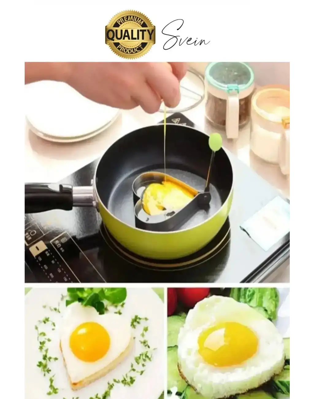 Paslanmaz Metal Kalp Şeklinde Omlet Krep Kalıbı Özel Model Uzun Ömürlü Yanmaz Yapışmaz Portatif