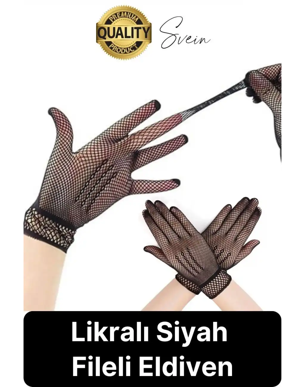 Özel Tasarım Siyah Renkli Likralı File Eldiven Parmaklı Örgü Yetişkin Transparan Yeni Sezon Kısa Boy