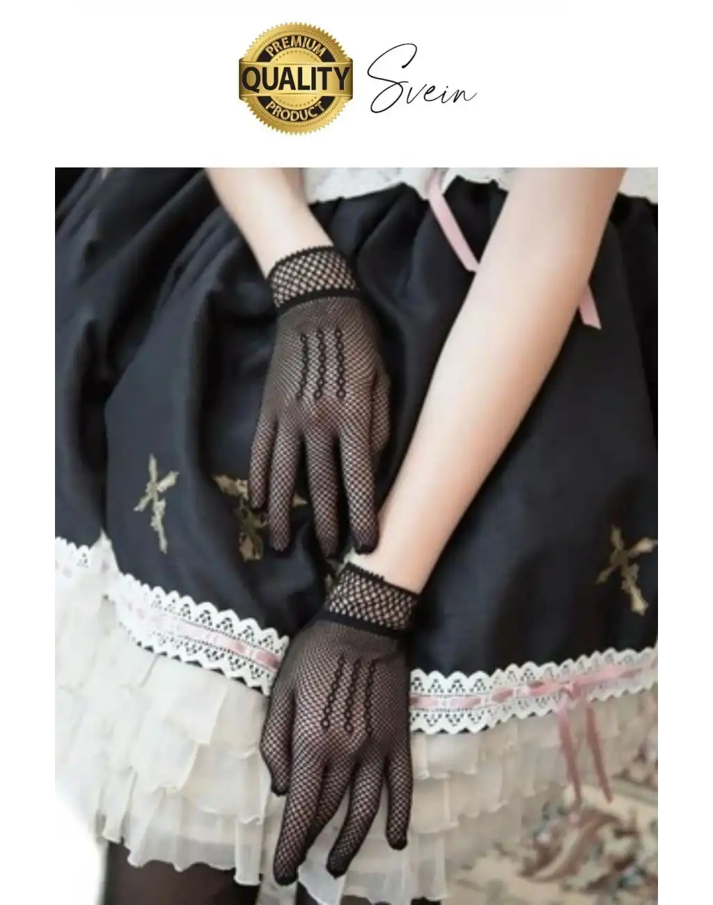 Özel Tasarım Siyah Renkli Likralı File Eldiven Parmaklı Örgü Yetişkin Transparan Yeni Sezon Kısa Boy