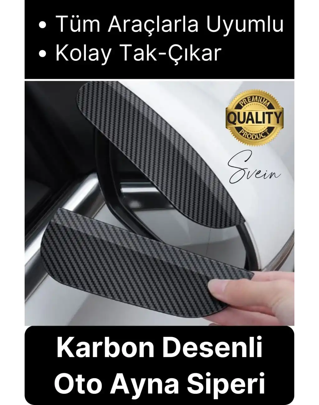 Dayanıklı Araba Ayna Yağmur Koruyucu Siper Karbon Desenli Oto Aksesuar Uyumlu Kolay Montaj 1 Çift