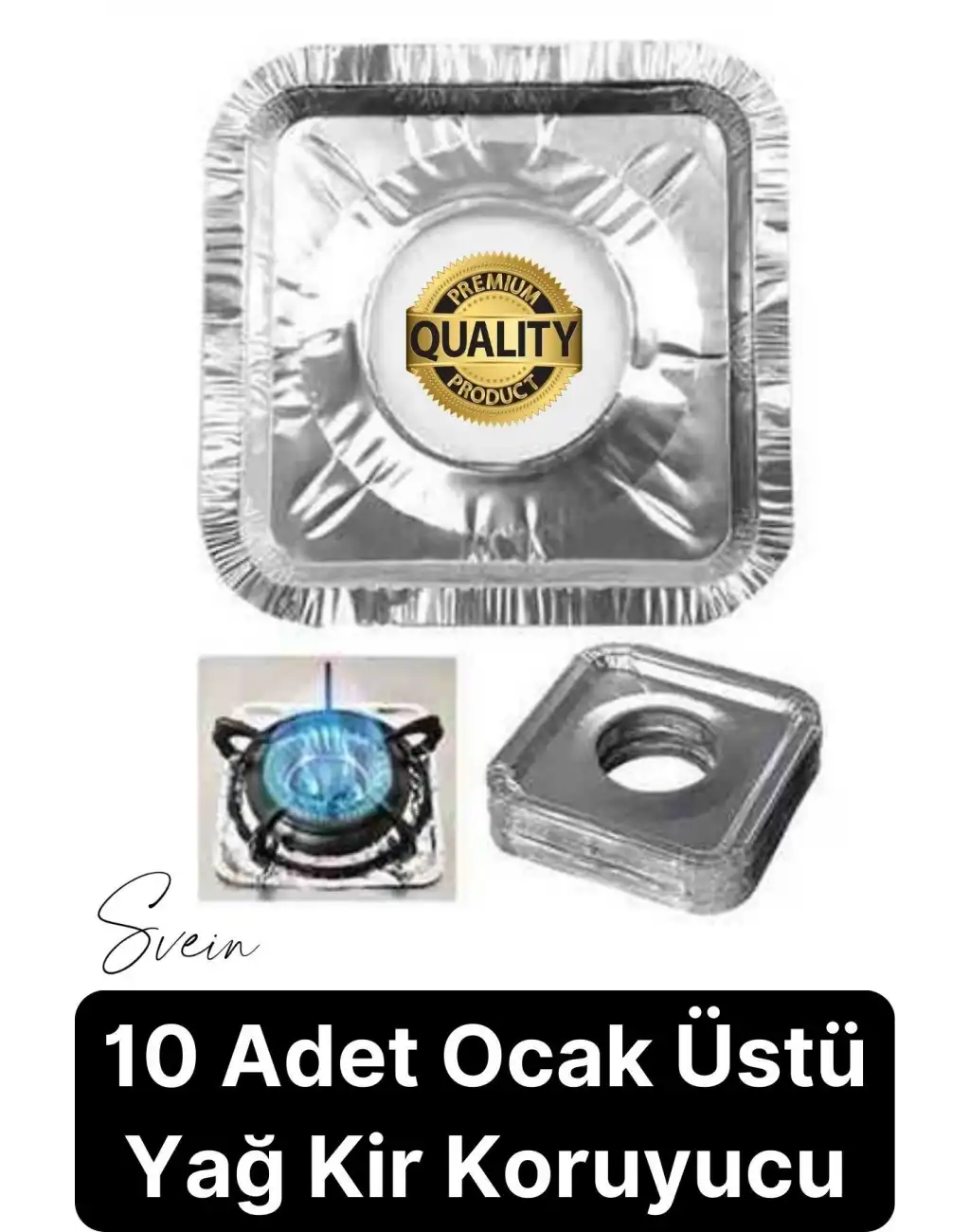 Dayanıklı 10 Adet Alüminyum Ocak Koruyucu Folyo Kare Kir Bırakmaz Yağ Sıçrama Yanmaz Yapışmaz Gümüş