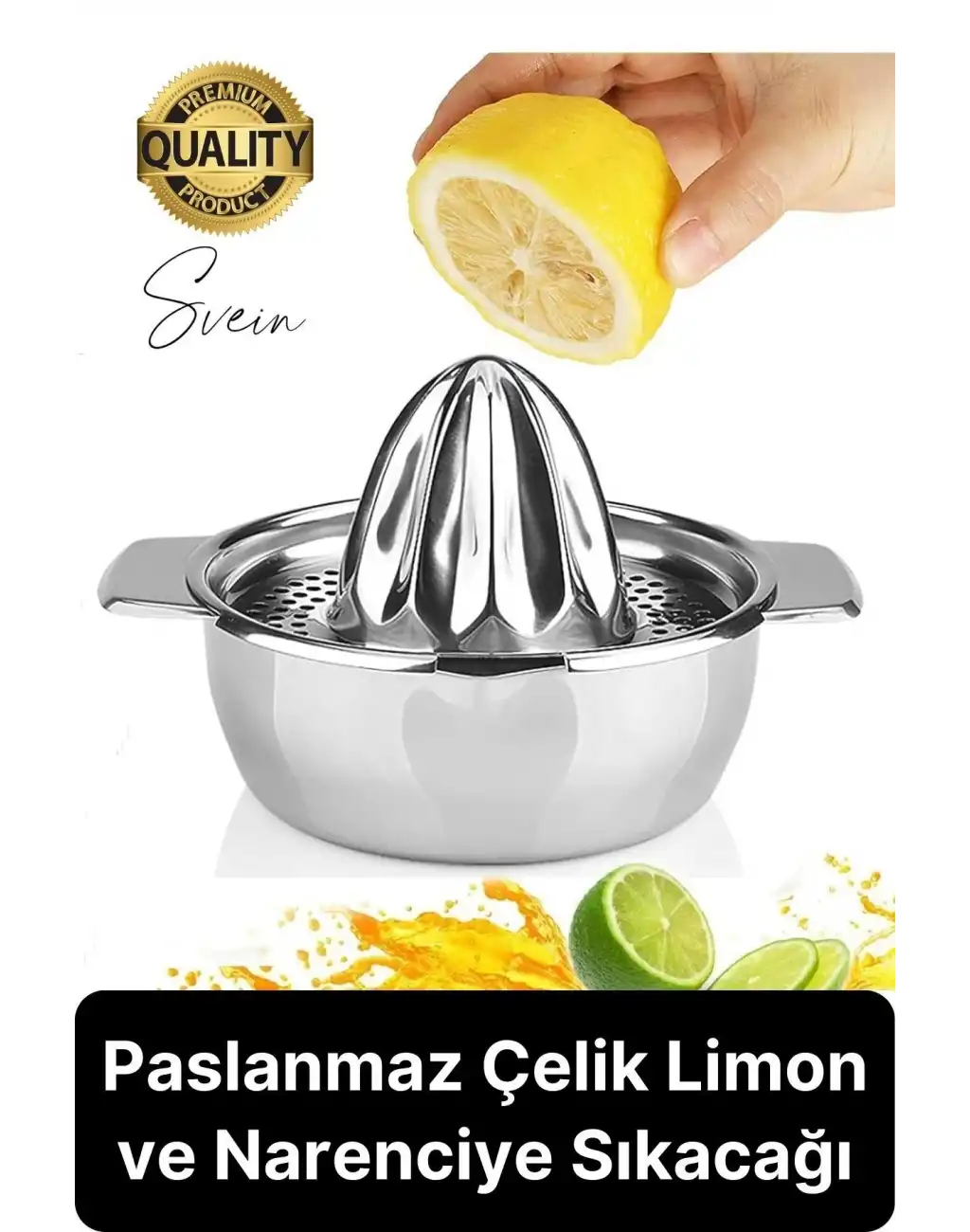 Paslanmaz Çelik Limon ve Nar Sıkacağı Narenciye Mutfak El Aleti Pratik Sıkacak Yıkanabilir Hijyenik