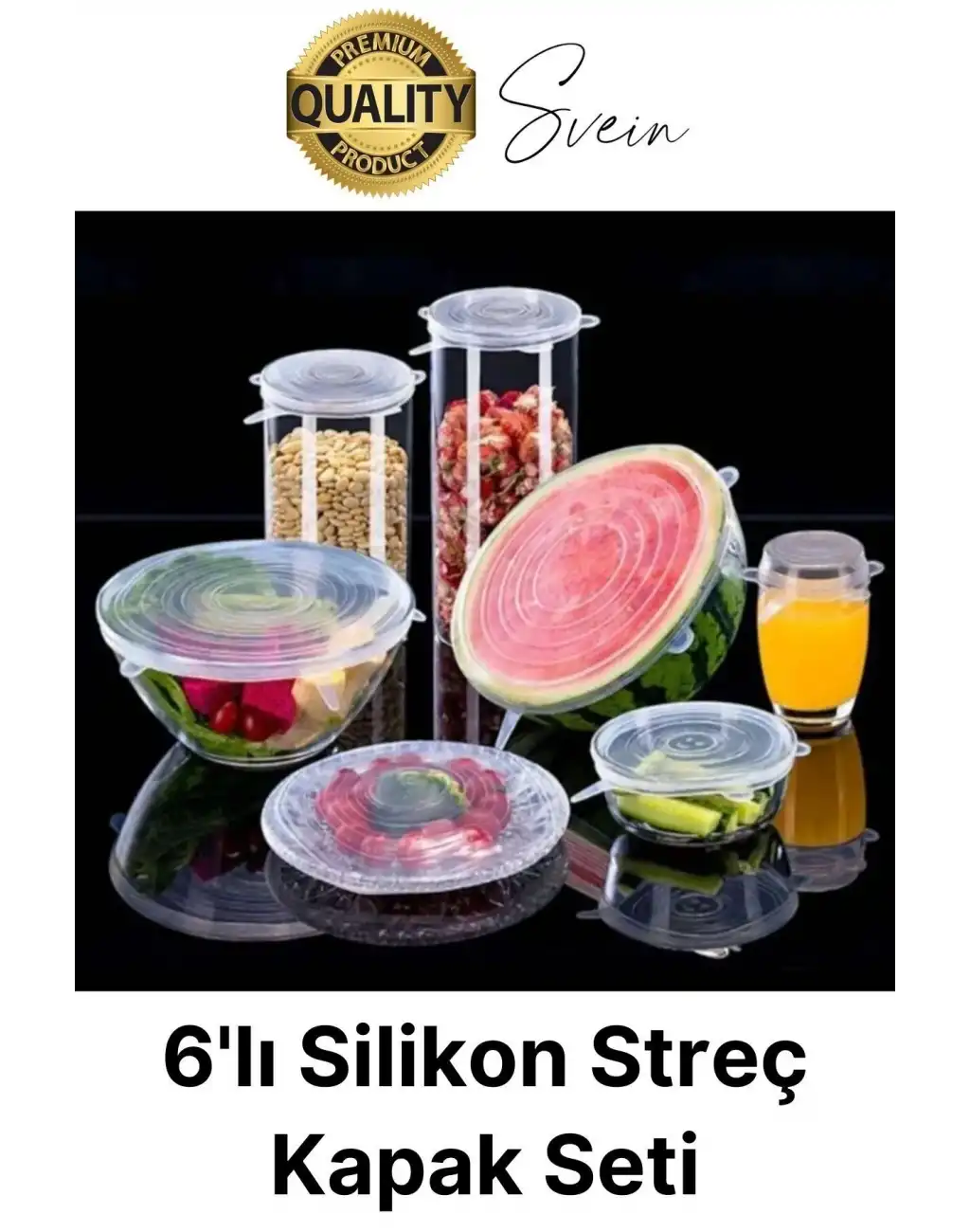 Sızdırmaz 6lı Silikon Kase Kavanoz Kapatma Kapak Seti Esnek Uyumlu Yırtılmaz Streç Saklama Kabı