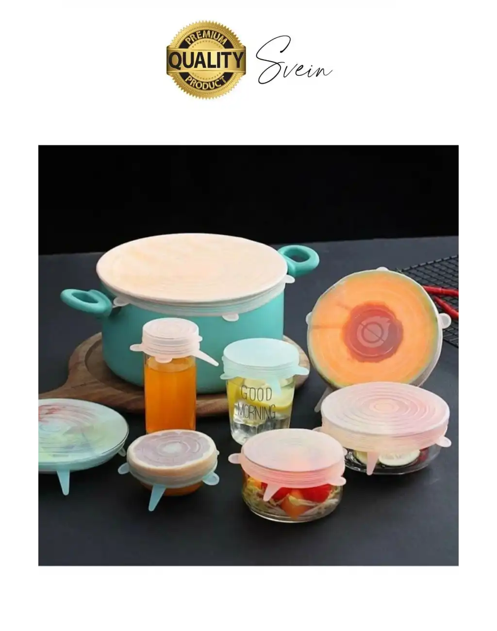 Sızdırmaz 6lı Silikon Kase Kavanoz Kapatma Kapak Seti Esnek Uyumlu Yırtılmaz Streç Saklama Kabı