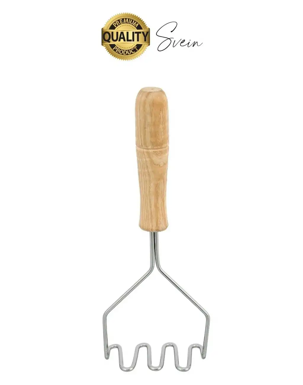 Premium Ahşap Saplı Patates Püre Sebze Yiyecek Yumurta Muz Meyve Ezici Paslanmaz Çelik Z Model