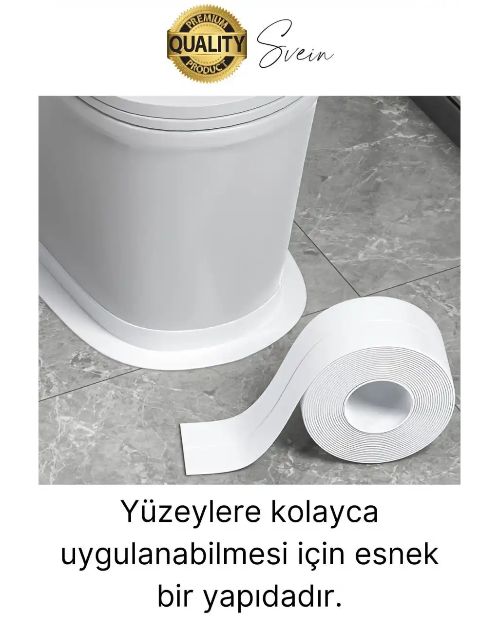 Ekstra Kalın 3.35 mt Banyo Küvet Duşakabin Mutfak Tezgah Lavabo Su Sızdırmaz Kenar Bandı Beyaz Bant