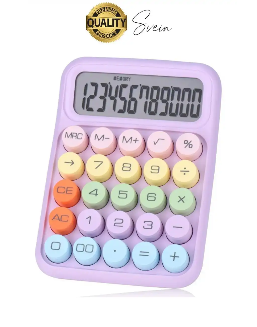 4 Fonksiyonlu Renkli Hesap Makinesi 12 Haneli Yuvarlak Tuşlu Şirin Masaüstü Ofis Kompakt