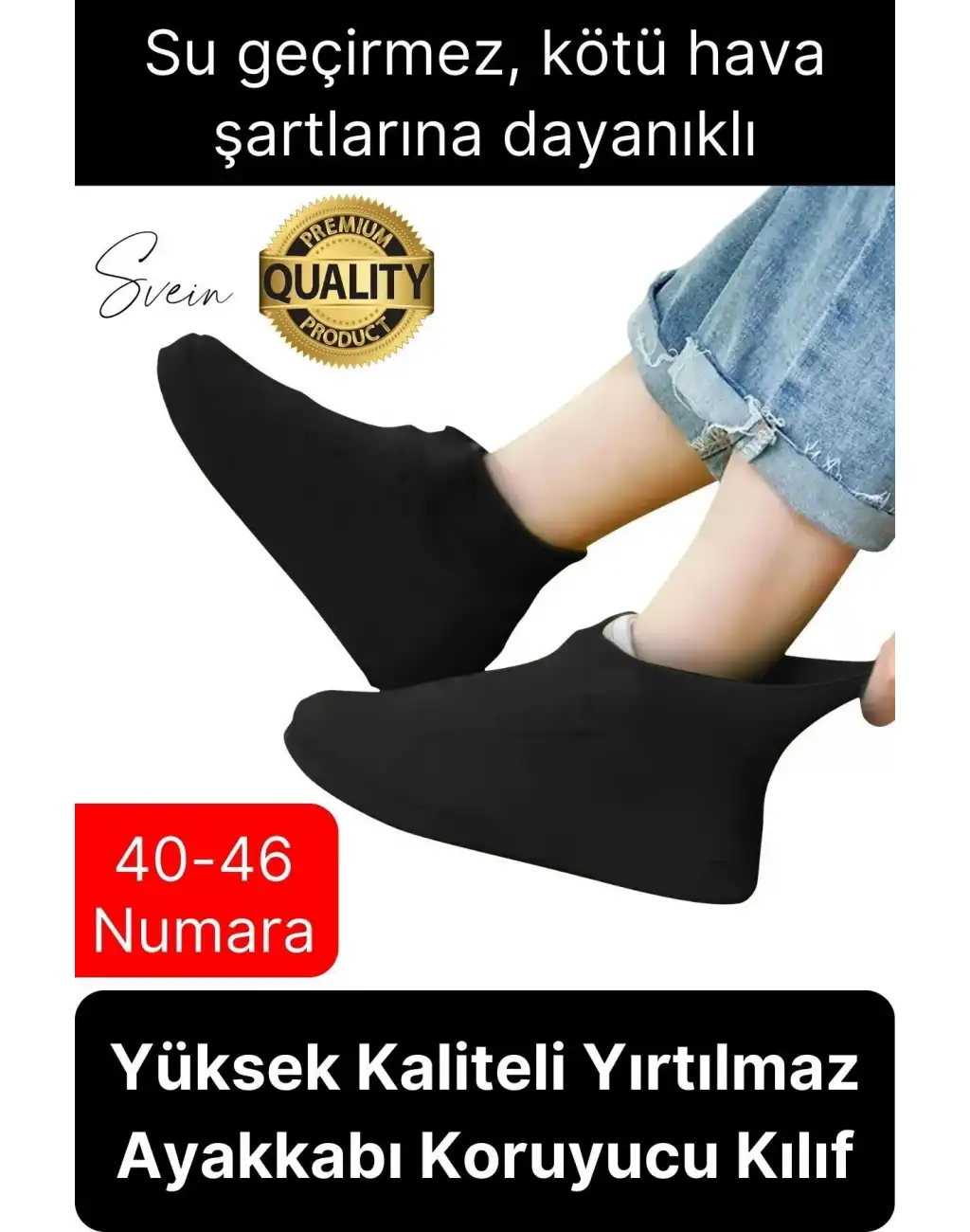Yüksek Kaliteli Yırtılmaz Ayakkabı Koruyucu Kılıf Örtü Kaplama Su Geçirmez Dayanıklı Koruyucu Siyah