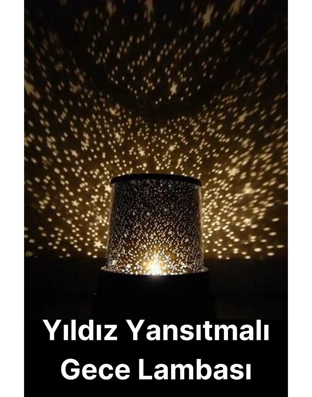 Premium Işık Yansıtmalı Yıldız Projeksiyon Gece Lambası Masa Üstü Pilli ve Usb Tavan Duvar Ambiyans