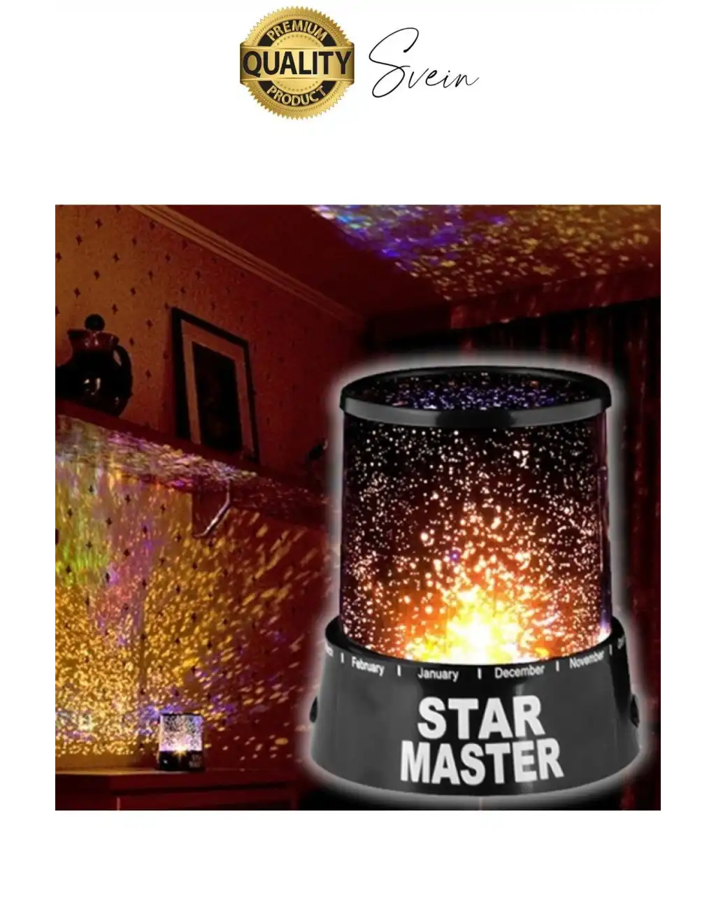 Premium Işık Yansıtmalı Yıldız Projeksiyon Gece Lambası Masa Üstü Pilli ve Usb Tavan Duvar Ambiyans