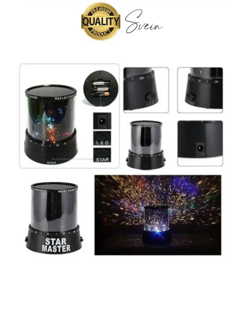 Premium Işık Yansıtmalı Yıldız Projeksiyon Gece Lambası Masa Üstü Pilli ve Usb Tavan Duvar Ambiyans