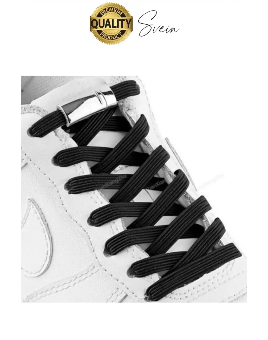 Yeni Mıknatıslı Metal Tak Bırak Elastik Siyah Akıllı Kilitli Bağcık Spor Ayakkabı Bağcığı 100 cm