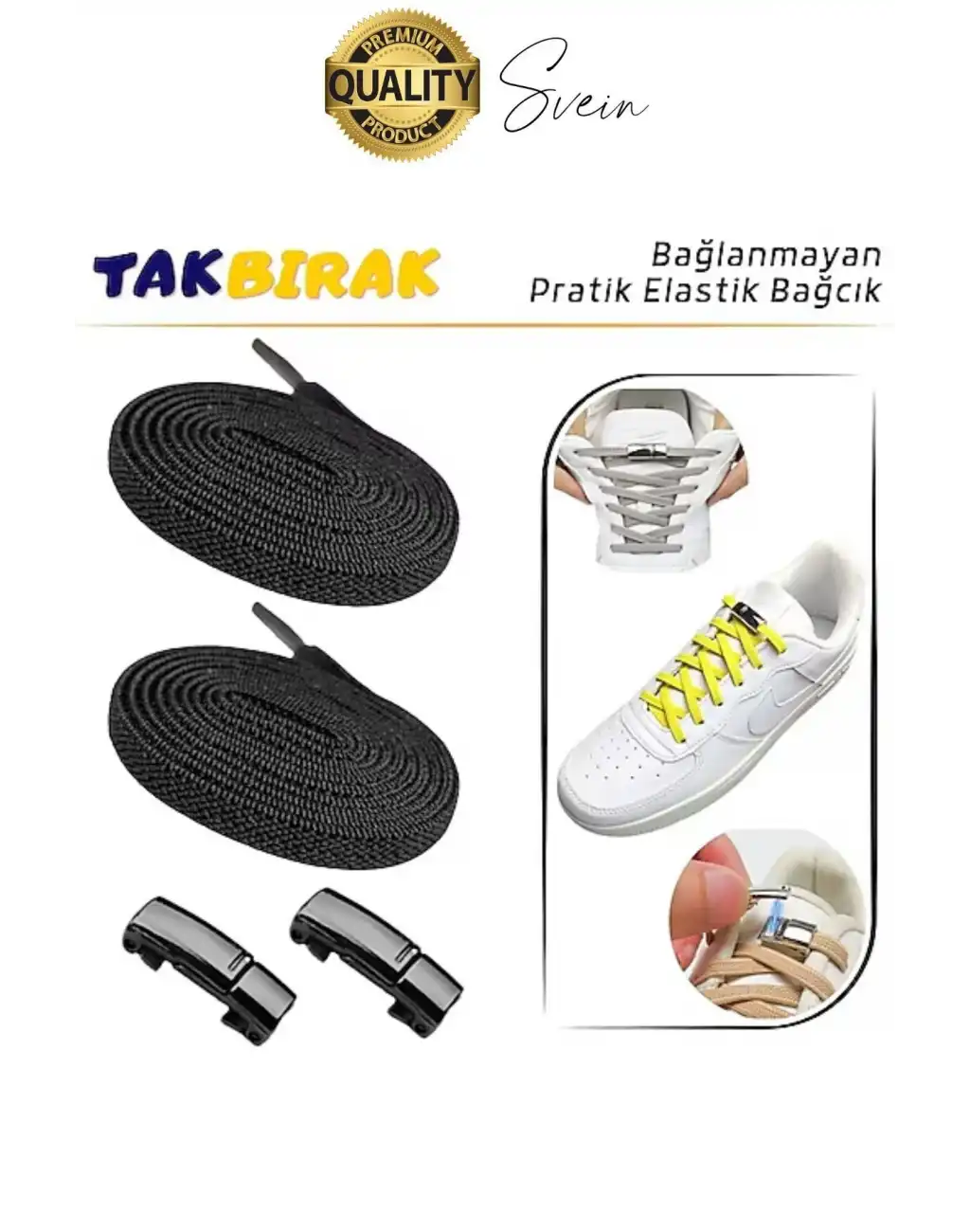 Yeni Mıknatıslı Metal Tak Bırak Elastik Siyah Akıllı Kilitli Bağcık Spor Ayakkabı Bağcığı 100 cm