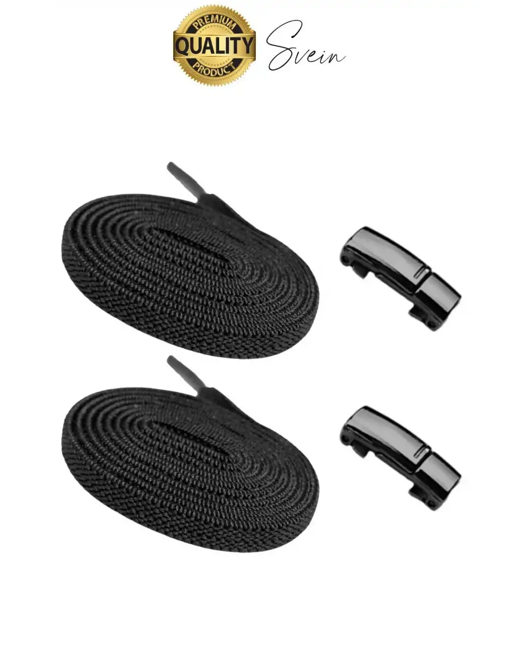 Yeni Mıknatıslı Metal Tak Bırak Elastik Siyah Akıllı Kilitli Bağcık Spor Ayakkabı Bağcığı 100 cm