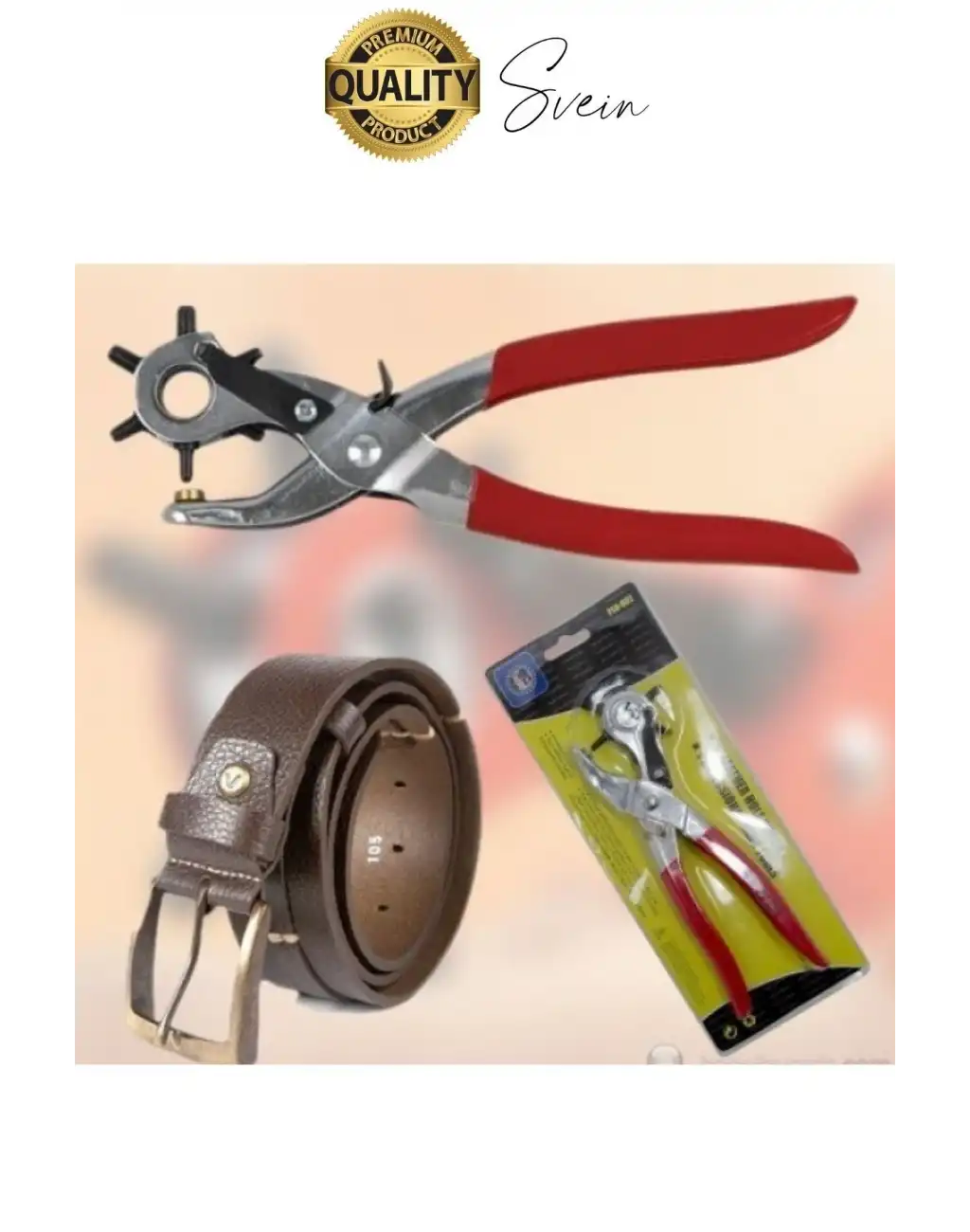 6 Uçlu Kemer ve Deri Delme Delici Aleti Ergonomik Saplı Metal Çelik Delgeç Hızlı Pratik Kolay Zımba