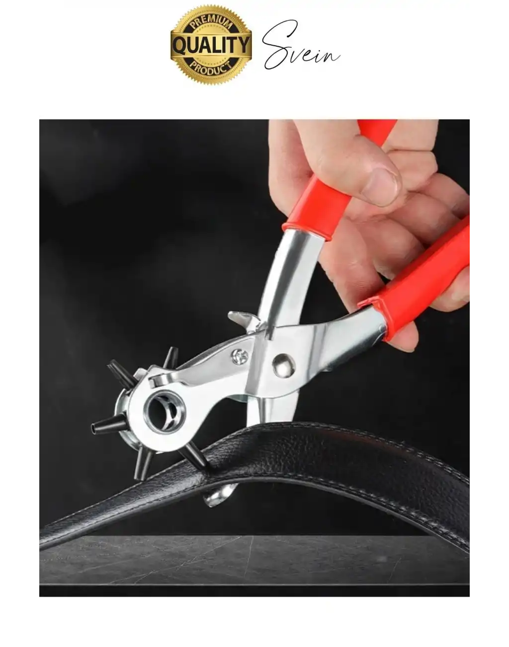 6 Uçlu Kemer ve Deri Delme Delici Aleti Ergonomik Saplı Metal Çelik Delgeç Hızlı Pratik Kolay Zımba