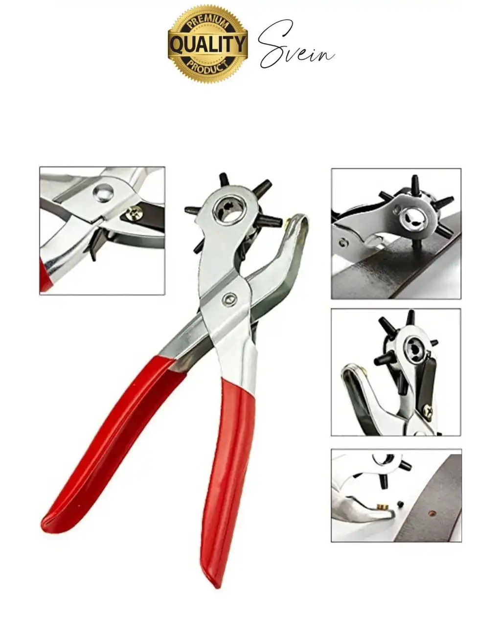 6 Uçlu Kemer ve Deri Delme Delici Aleti Ergonomik Saplı Metal Çelik Delgeç Hızlı Pratik Kolay Zımba