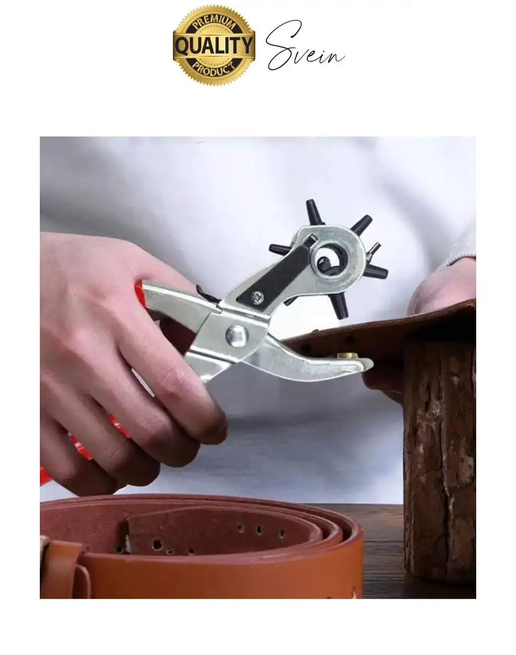 6 Uçlu Kemer ve Deri Delme Delici Aleti Ergonomik Saplı Metal Çelik Delgeç Hızlı Pratik Kolay Zımba