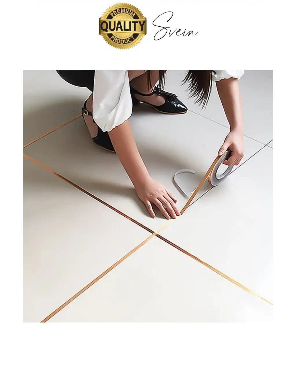 Premium Kendinden Yapışkanlı Gold Sarı Renk Fayans Derz Arası İzolasyon Bandı Dekoratif Bant 0,5 cm