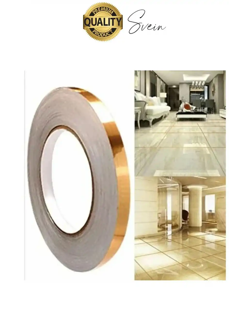 Premium Kendinden Yapışkanlı Gold Sarı Renk Fayans Derz Arası İzolasyon Bandı Dekoratif Bant 0,5 cm