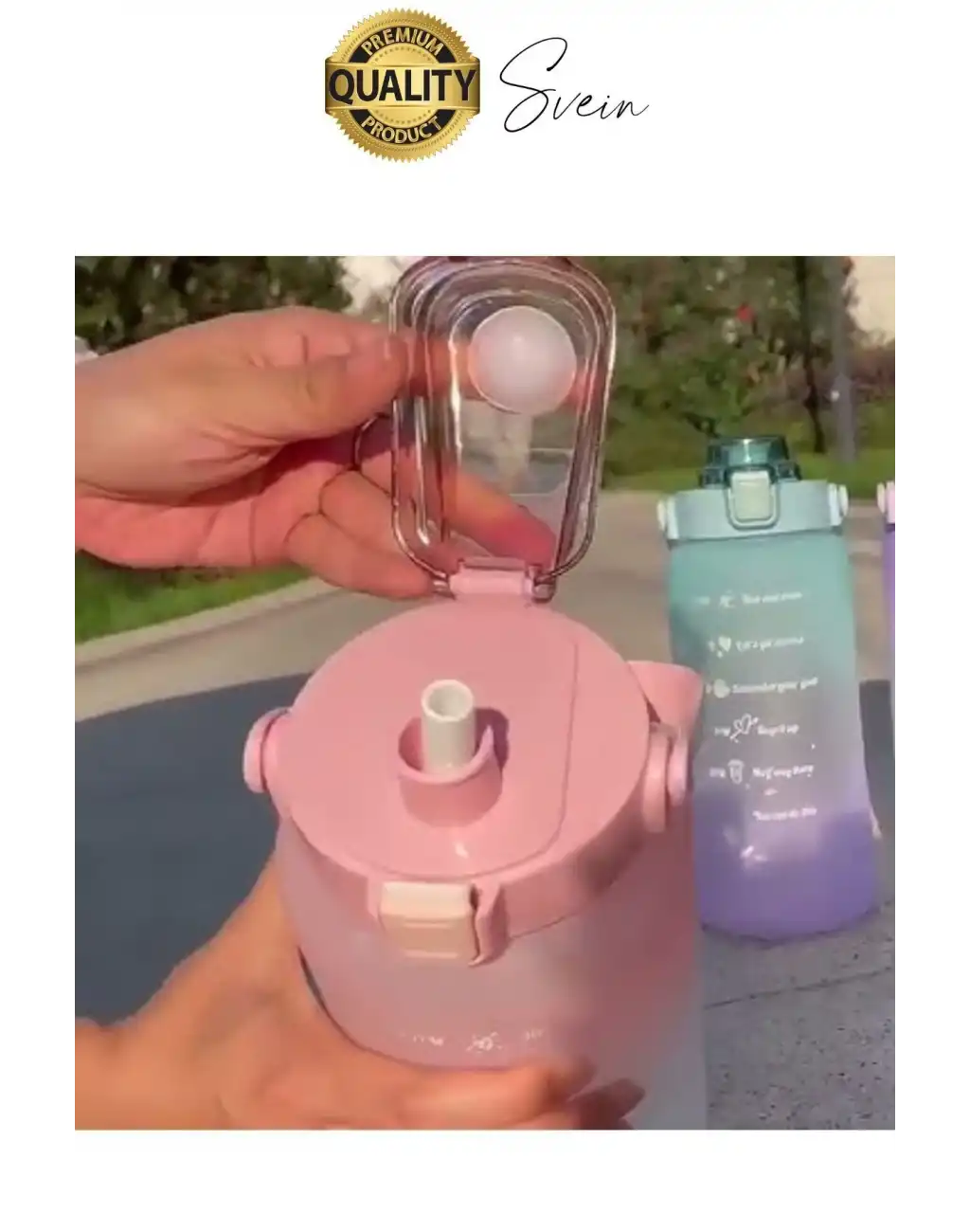 Yeni Model Pipetli 4 Boy Motivasyonel Su İçecek Matarası Sporcu Suluk Şişesi Renkli Büyük ve Küçük