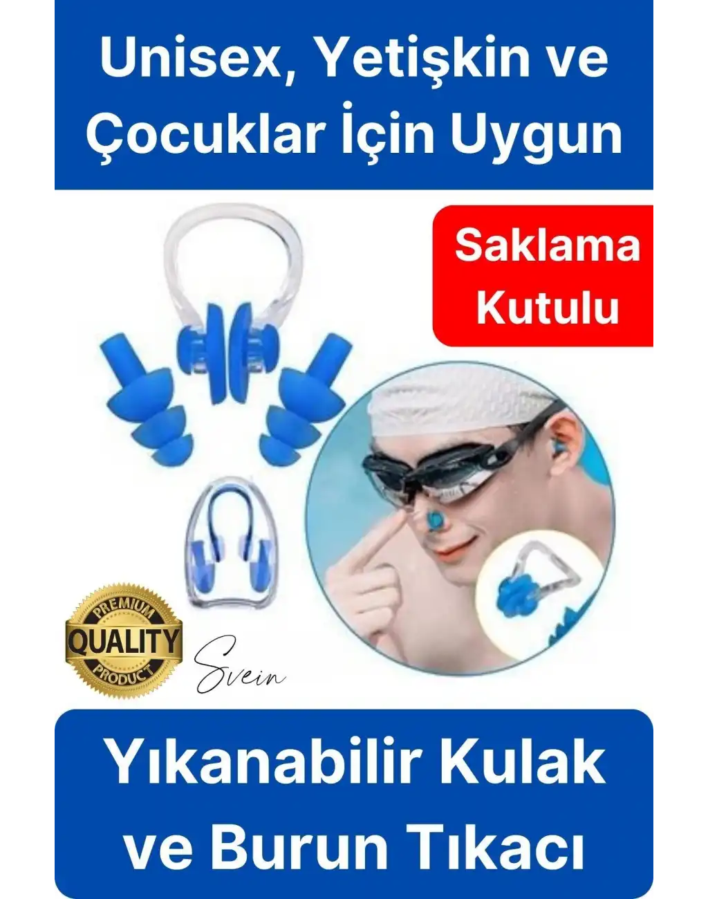 Kulak ve Burun Tıkama Seti Deniz Havuz İçin Su Kaçmasını Önleyici Tıkaç Yüzücü Tıkacı Silikon