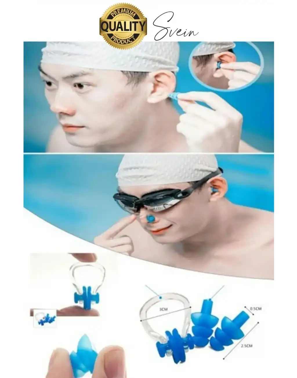 Kulak ve Burun Tıkama Seti Deniz Havuz İçin Su Kaçmasını Önleyici Tıkaç Yüzücü Tıkacı Silikon
