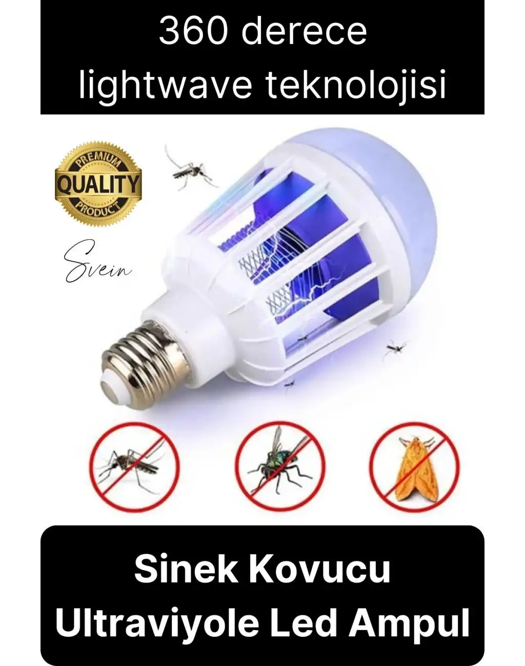 Sinek Kovucu Sineksavar Ultraviyole Ampul Sivri Böcek Haşere Giderici Öldürücü Led Işık Tasarruflu
