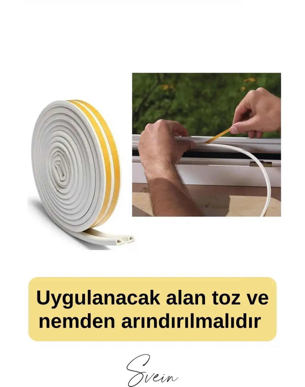 Kalın Kauçuk 2x50=100 Mt Ekstra Uzun Beyaz Kapı Pencere Fitili Soğuk Koruyucu Geçirmez İzolasyon