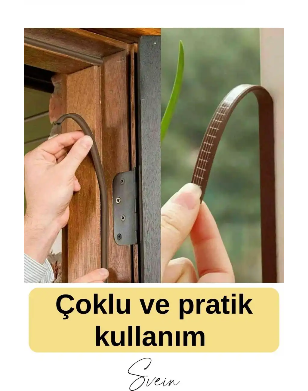 Kalın Kauçuk 2x50=100 mt Ekstra Uzun Kahve Kapı Pencere Fitili Soğuk Koruyucu Geçirmez İzolasyon