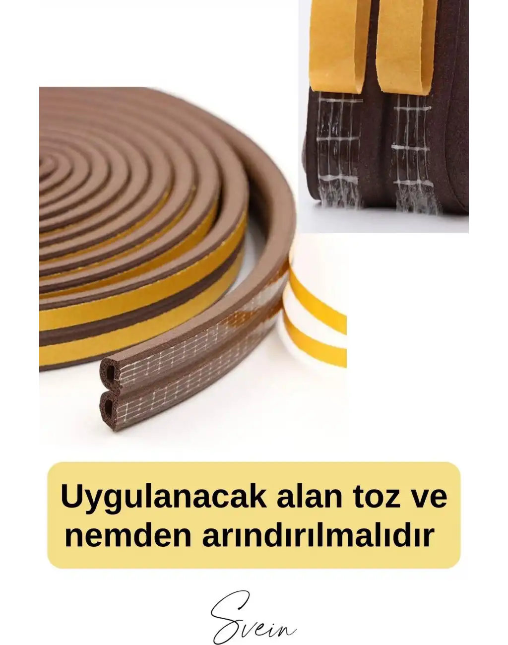 Kalın Kauçuk 2x50=100 mt Ekstra Uzun Kahve Kapı Pencere Fitili Soğuk Koruyucu Geçirmez İzolasyon