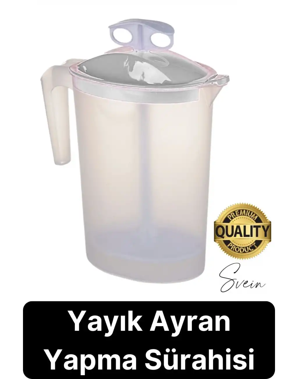 Pratik Yayık Ayran Sürahisi Karıştırıcı Köpürten Basmalı Çalkalama Plastik 2,4 lt Büyük Boy Mixer