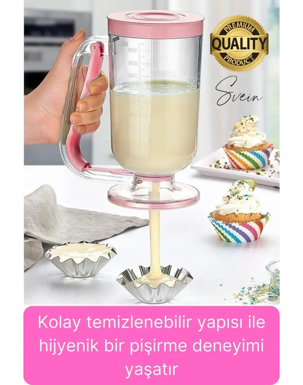 Pankek Hamur Porsiyonlayıcı Ölçülü Akıtma Dağıtıcı Krep Yapma Puding Muffin 900 ml Ölçekli Aparatı