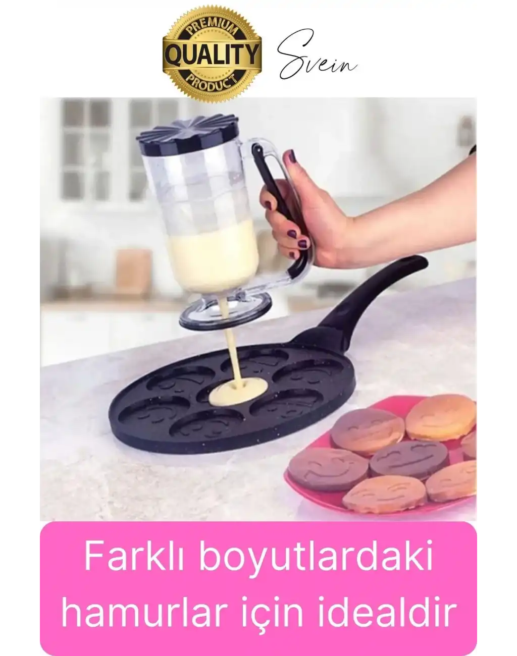 Pankek Hamur Porsiyonlayıcı Ölçülü Akıtma Dağıtıcı Krep Yapma Puding Muffin 900 ml Ölçekli Aparatı