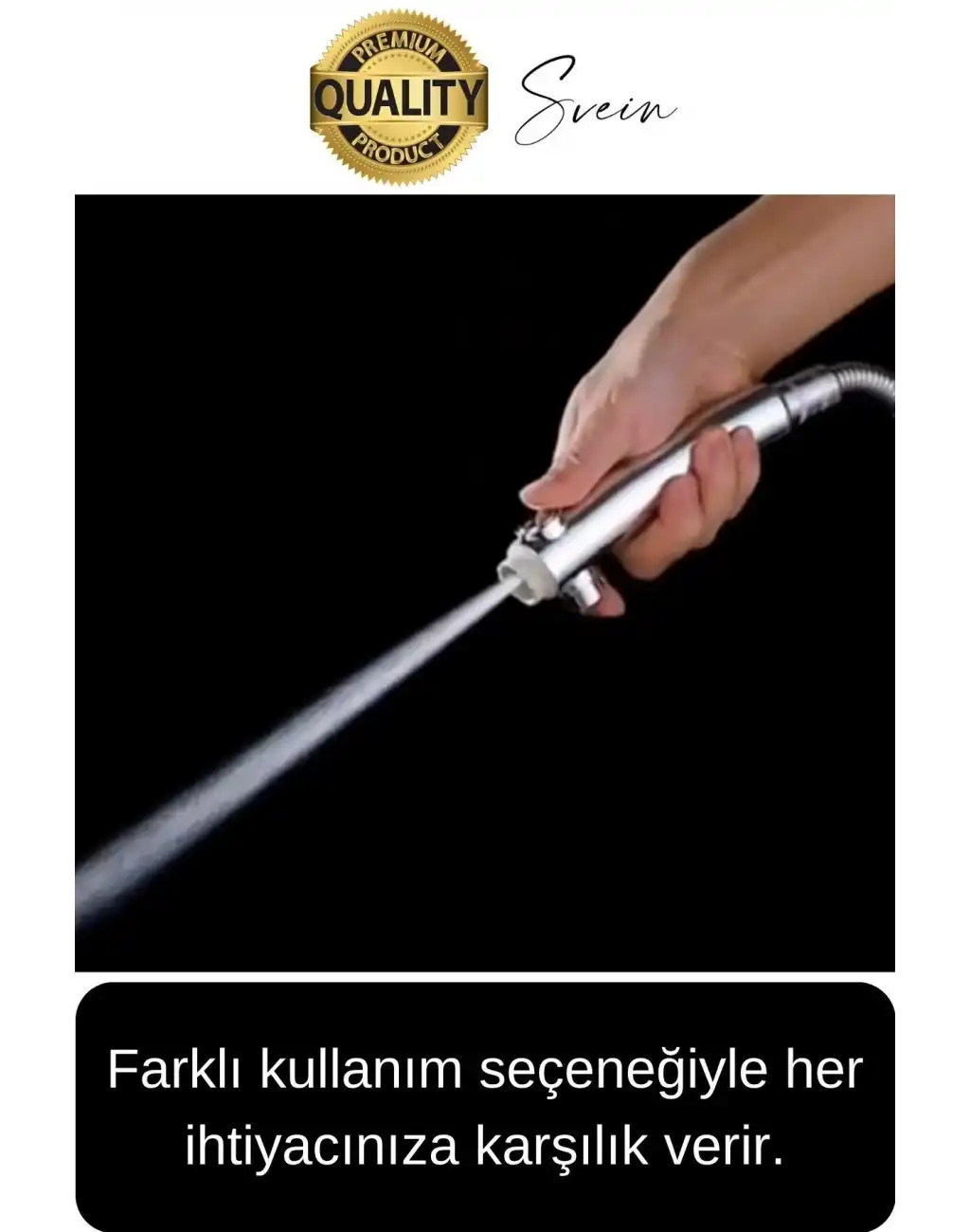 Premium 3 Fonksiyonlu Stoplu Krom Görünüm Duş Başlığı El Duşu Yüksek Basınç Kolay Kullanım Patlamaz