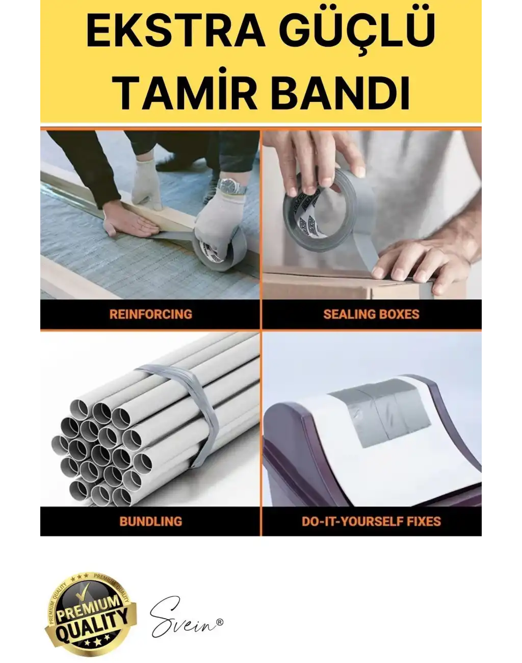 1 Adet 10 mt Sarı Tamir Takviye Kapatıcı Güçlü Onarım Bandı Su Geçirmez Sızdırmaz Dayanım Çatlak